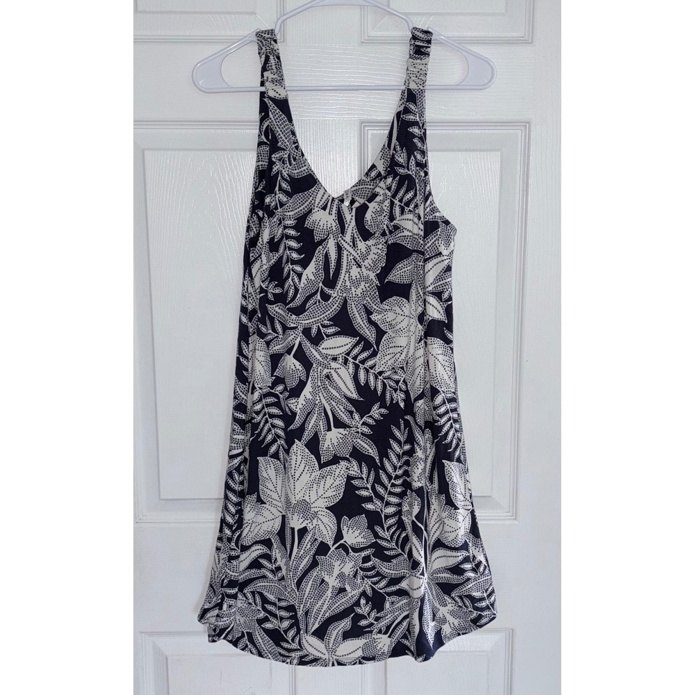 NEW Soma Cool Nights Shirred Strap Chemise Sz M Navy Patterned Palms Nightgown